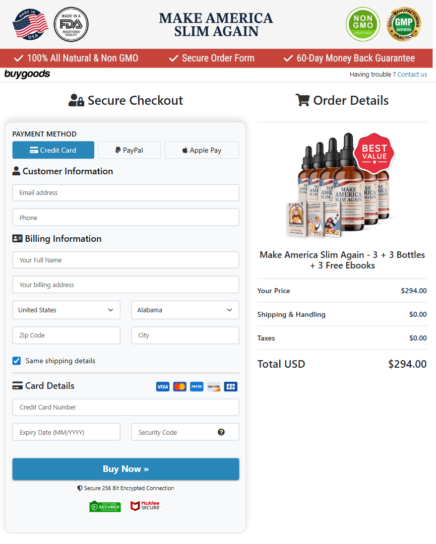 Make America Slim Again order form